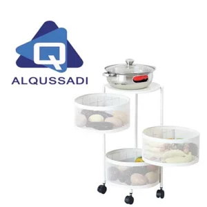 ستاند تنظيم بكفرات ٣ ارفف مدور ابيض