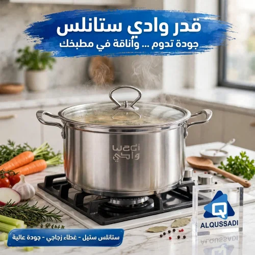 قدر استيل غطاء زجاج